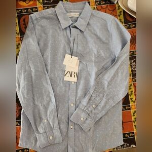 Zara Kid's Light Blue Button Down Shirt 10-12